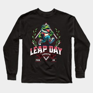 Leap Day Lunatic Feb 29 Funny Cute Leaping Frog February 29th Happy Leap Year Feb 29th Leap Year February 29 Long Sleeve T-Shirt